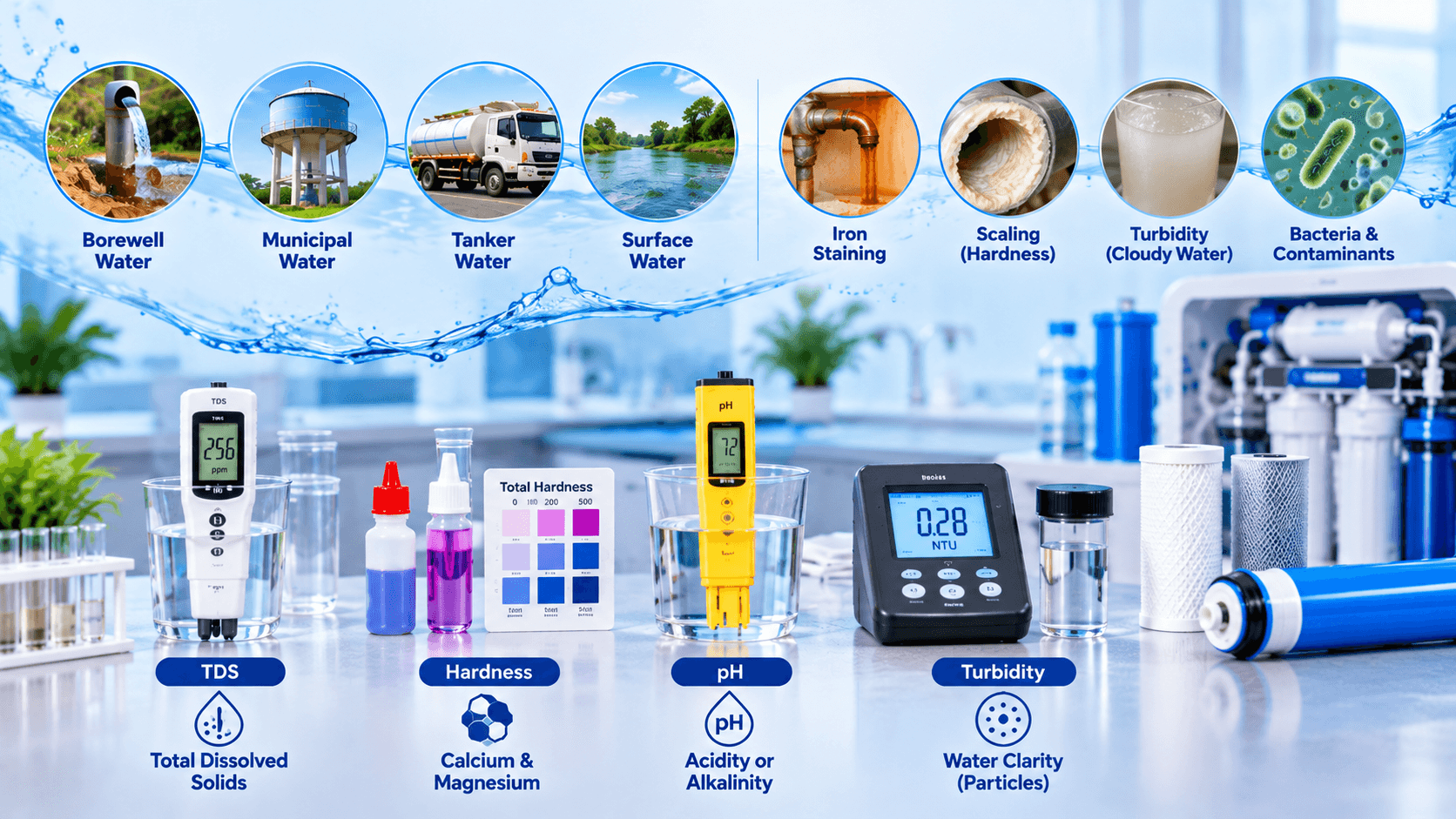 Infographic on water testing and purification