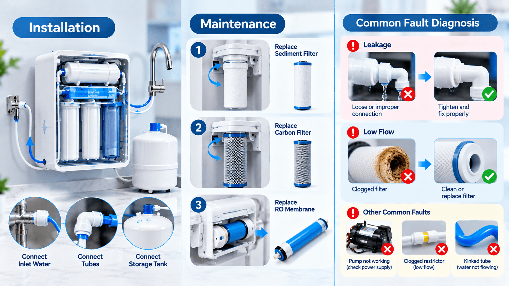 Guide to reverse osmosis purifier installation and troubleshooting